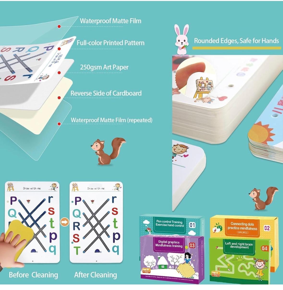 Reusable 64 pages kids practice set