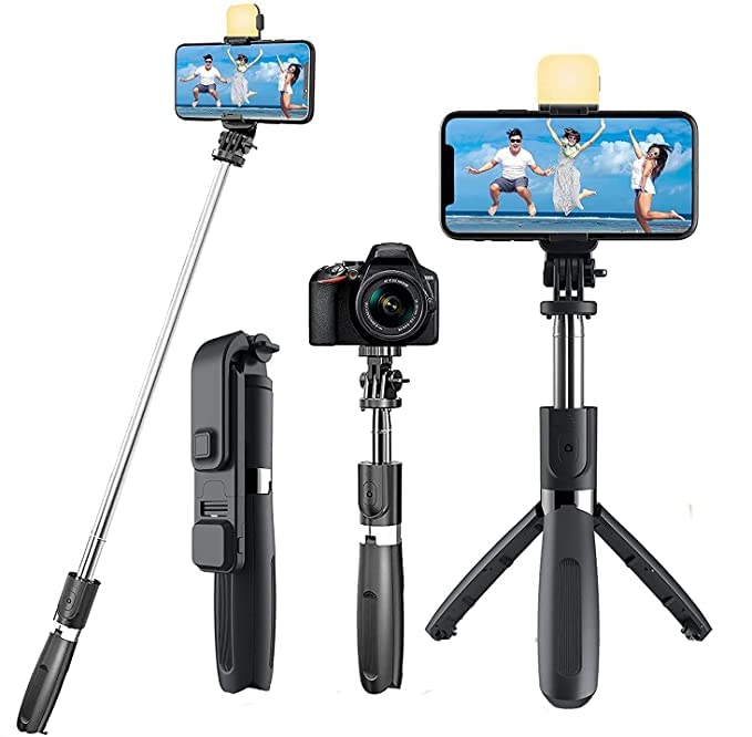 Extendable Selfie Stick with Wireless Remote and Tripod Stand