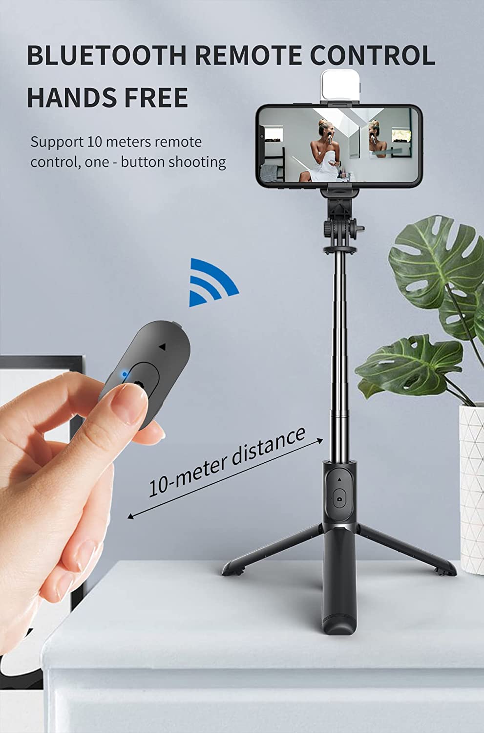 Extendable Selfie Stick with Wireless Remote and Tripod Stand