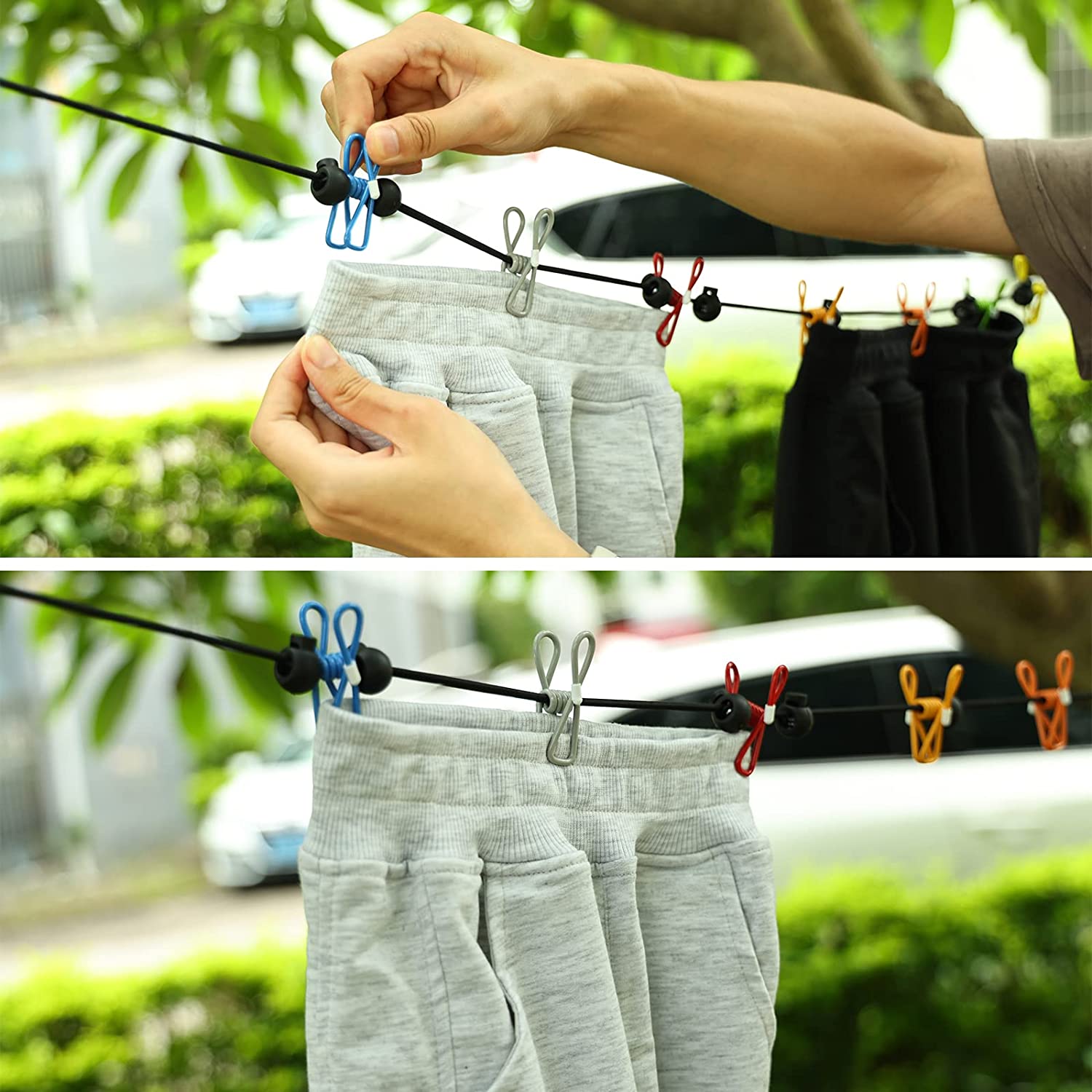 Windproof Clothes Hanging Rope Line ( 12 Clips )