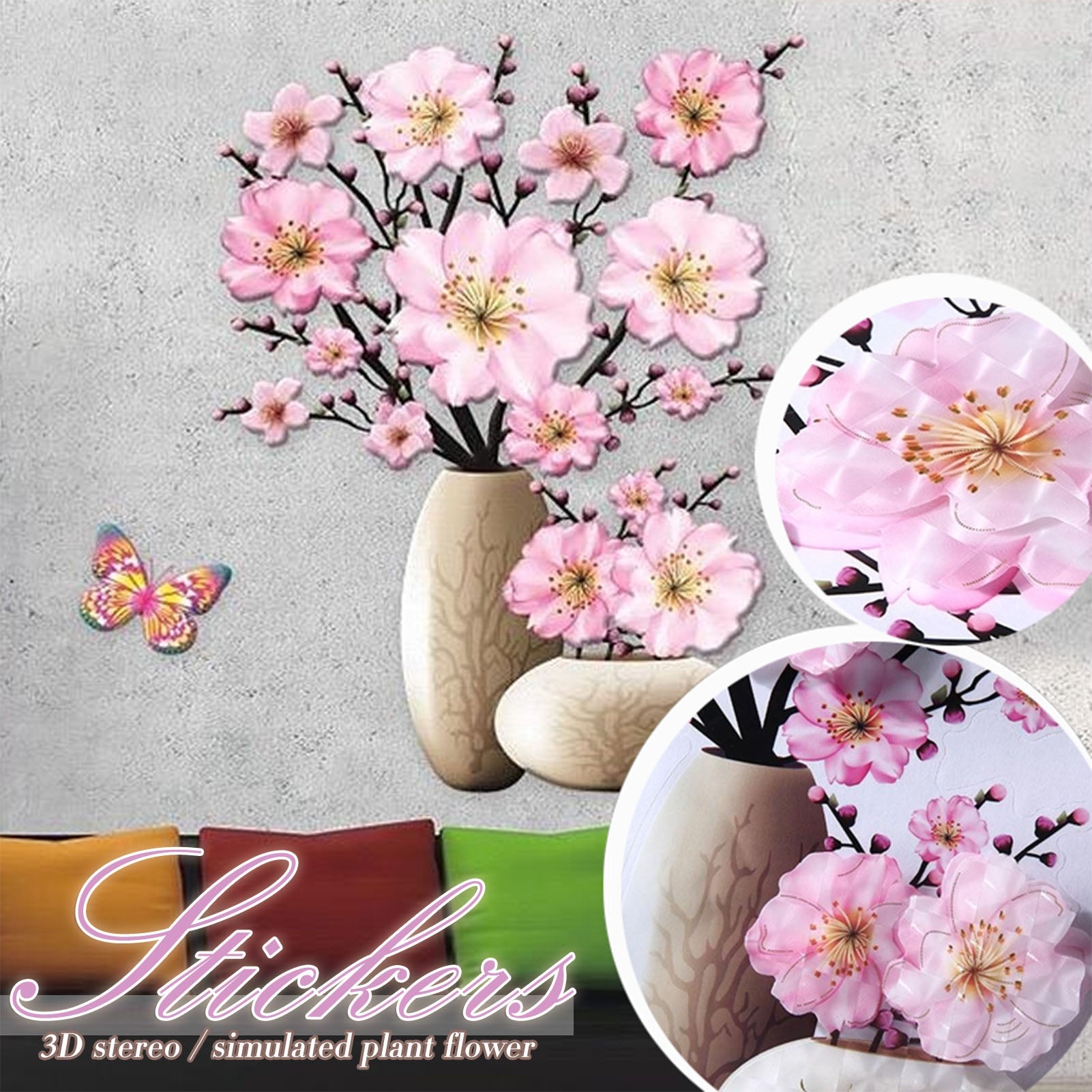 3D Flower Decorative Stickers ( Multi color )