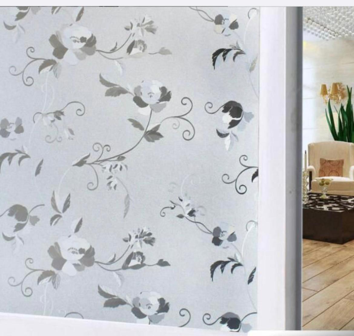 Privacy Glass Film Decorative Sticker ( FLOWER DESIGN )